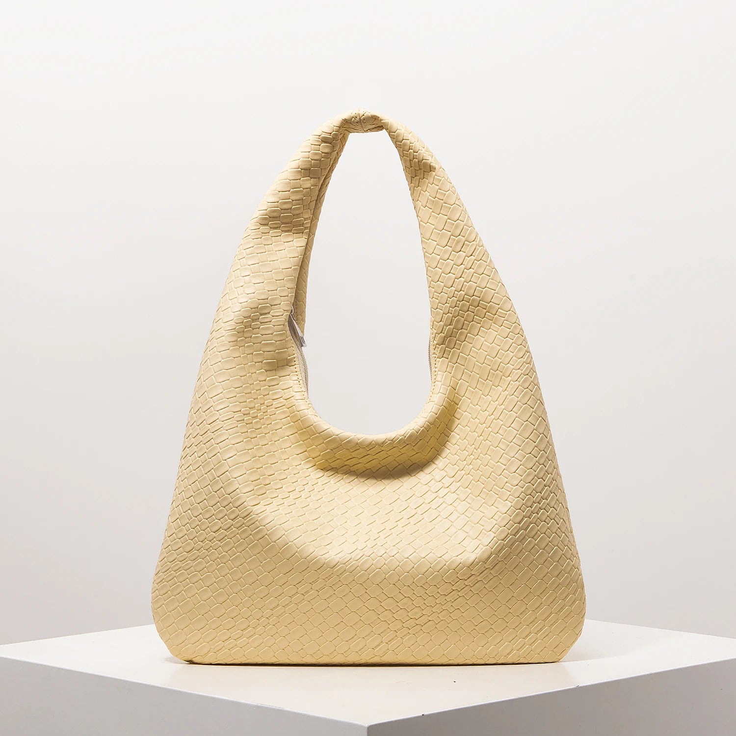 Vintage Faux Woven Leather Shoulder Bag,Women Handbag,Large Capacity Tote,Crescent Bag,Zipper Underarm Bag,Daily Commute Bag(Random Pattern) (Cópia)