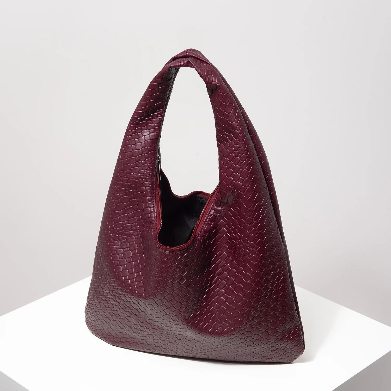 Vintage Faux Woven Leather Shoulder Bag,Women Handbag,Large Capacity Tote,Crescent Bag,Zipper Underarm Bag,Daily Commute Bag(Random Pattern) (Cópia)